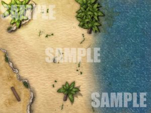 Island beach battle map TTRPG