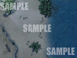 Night time beach TTRPG battlemap