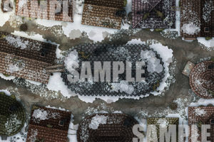 Snowy winter time city streets battlemap for TTRPGs