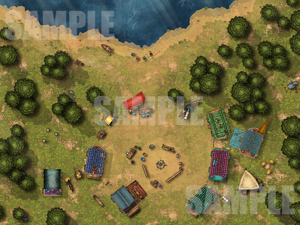Barovia caravan camp battle map for D&D with fantasy grounds support