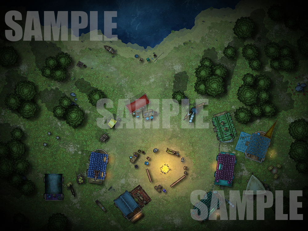 Romani style caravan battle map for D&D
