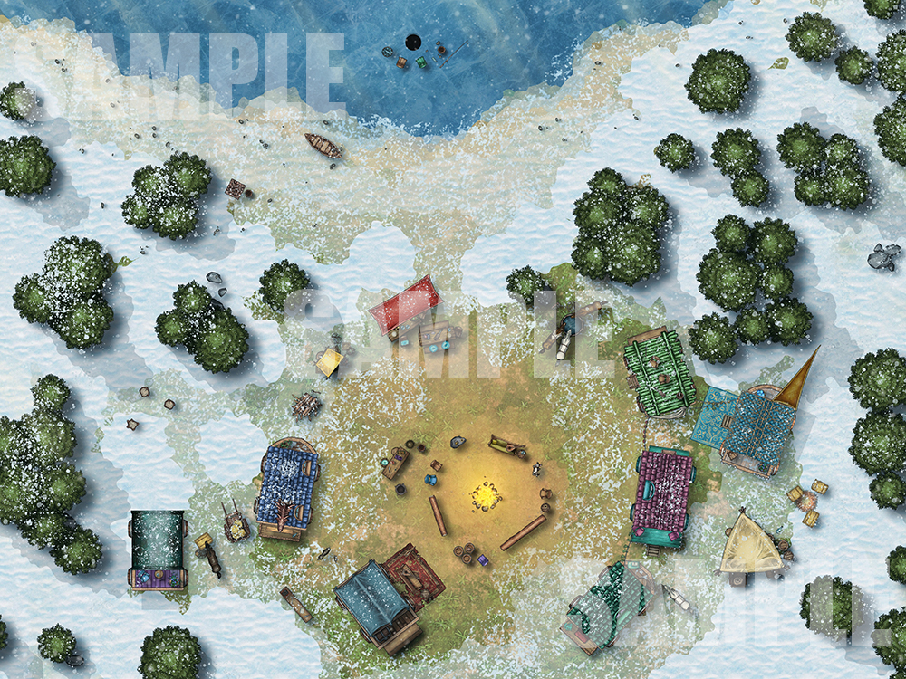 Vistani caravan camp battle map for D&D with fantasy ground support