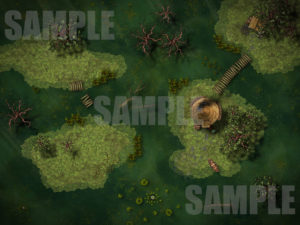 Marsh battle map encounter for TTRPGs with Fantasy Grounds support