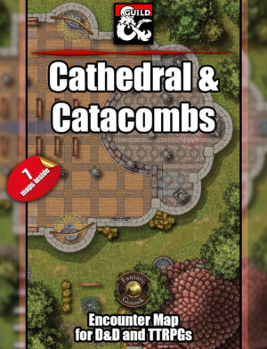 Cathedral catacombs with ritual casting battlemap