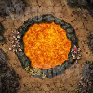 Lava well battlemap in a desolate area with fantasy grounds support for D&D