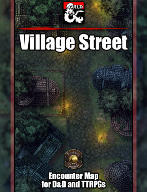 Village street battle map encounter for D&D with fantasy ground support