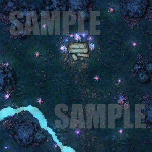 Dark forest meeting stone battle map encounter for D&D