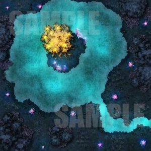 Golden tree dark forest battle map encounter for TTRPGs