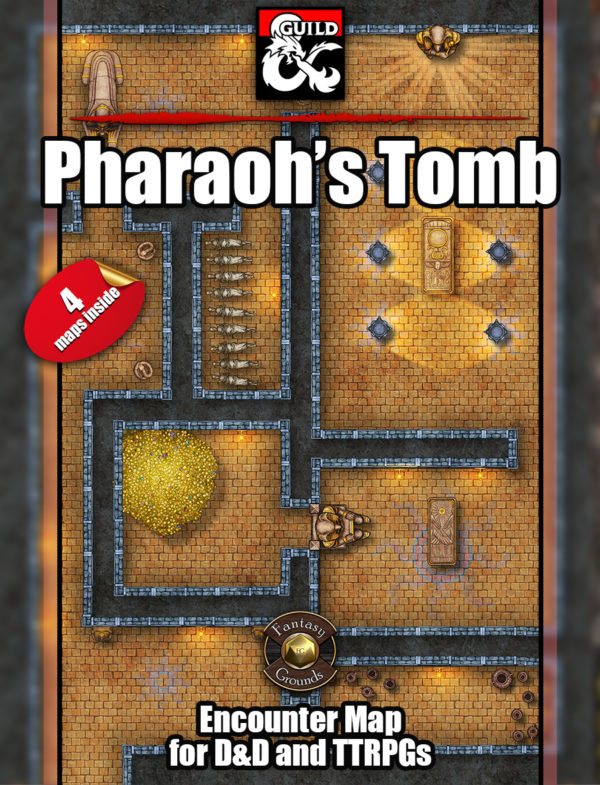Pharaoh's tomb battle map cover with fantasy grounds support