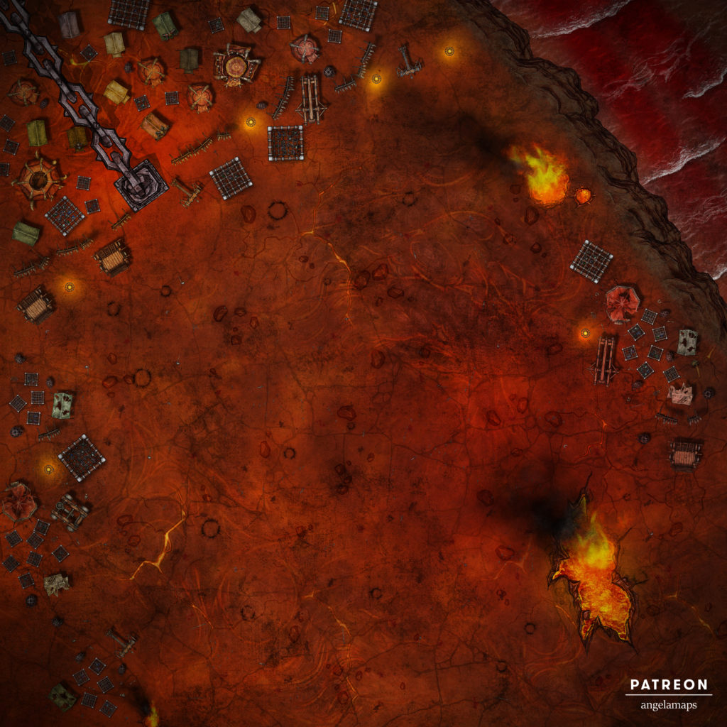 Giant 80 x 80 hell themed battle map
