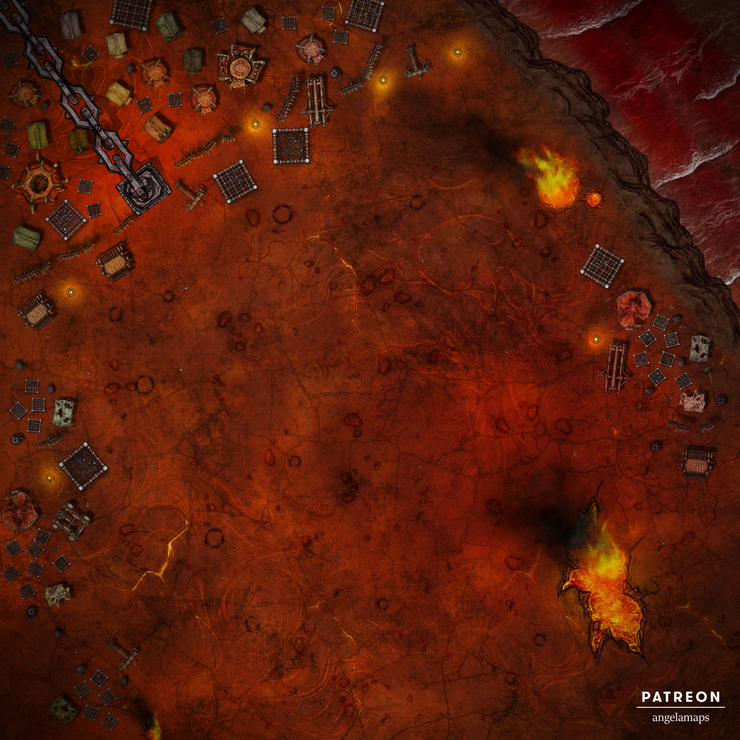 Giant 80 x 80 hell themed battle map