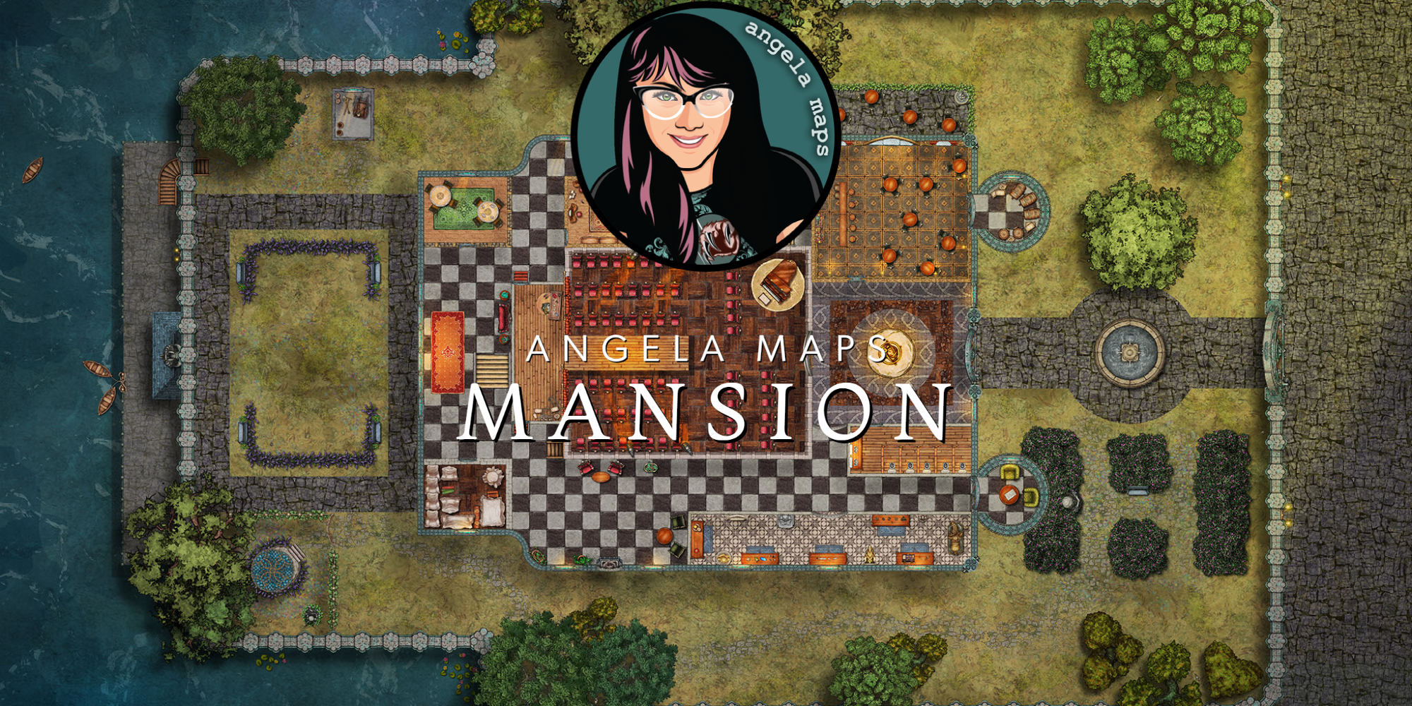 Four story mansion battle map for TTRPGs