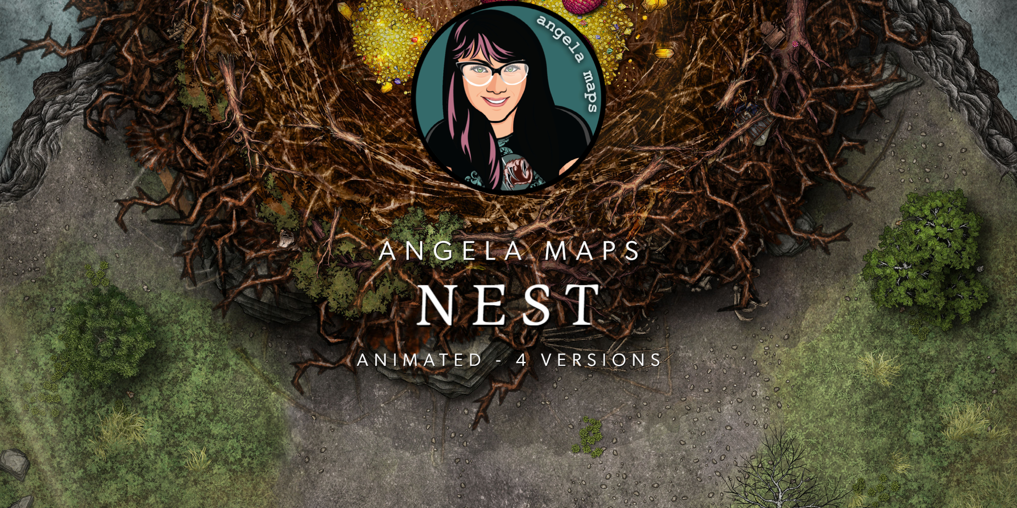 Giant nest battle map pack, animated, for table top role playing games