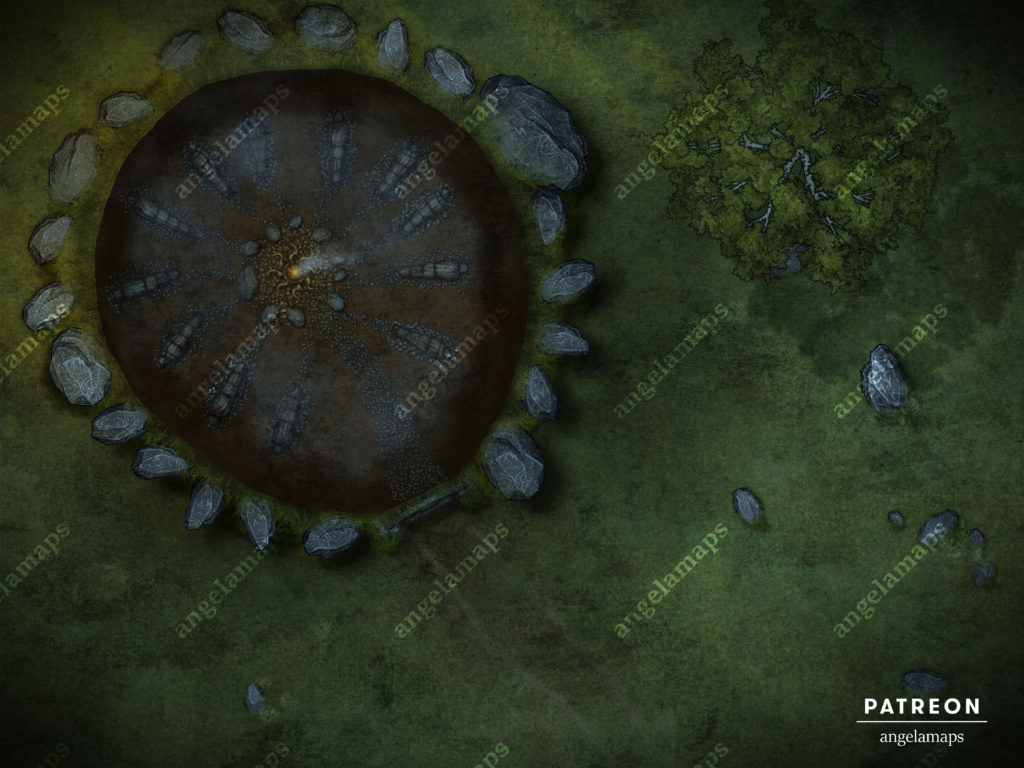 Burial mound battle map for D&D and other TTRPGs