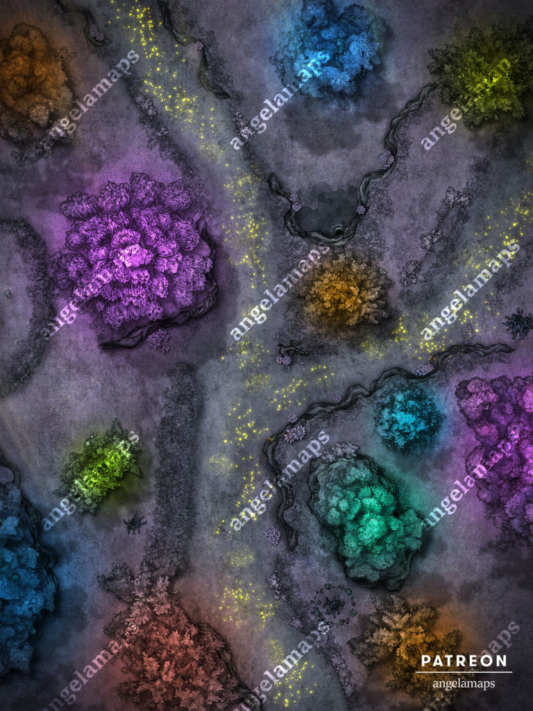 Beautiful crossroads light stained fey like battle map by Angela Maps