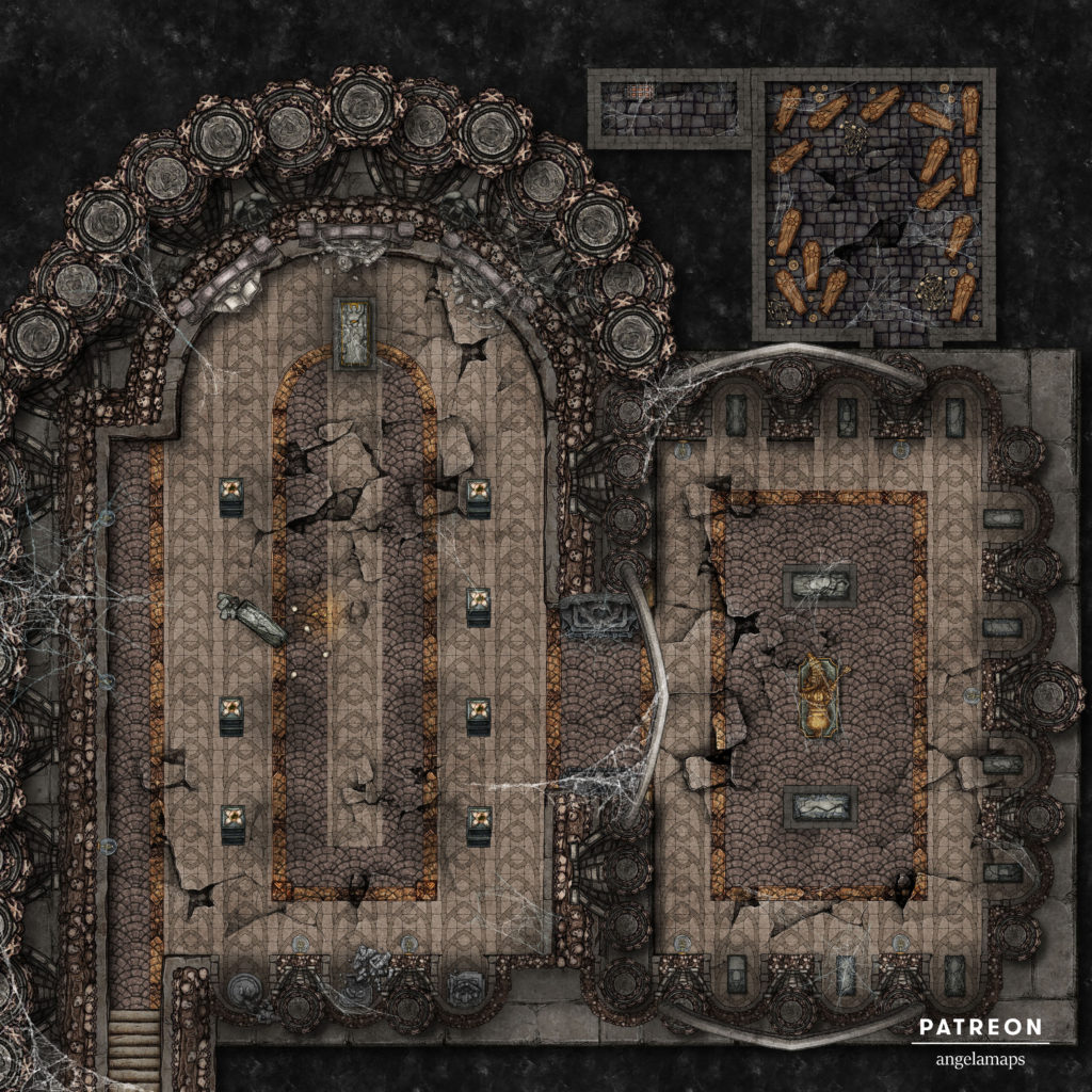 Crypt of the Queen battle map by Angela Maps with 3 variations
