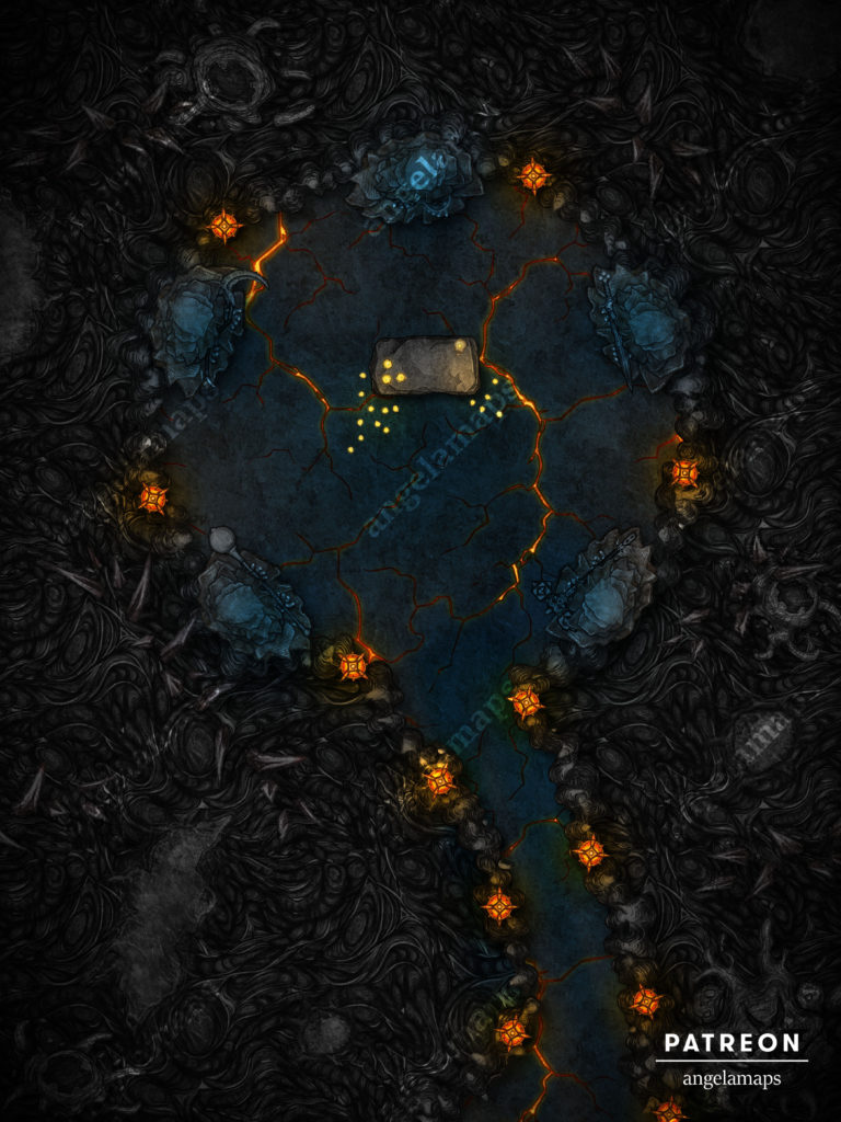 Dark hell battle map with sacrificial alter