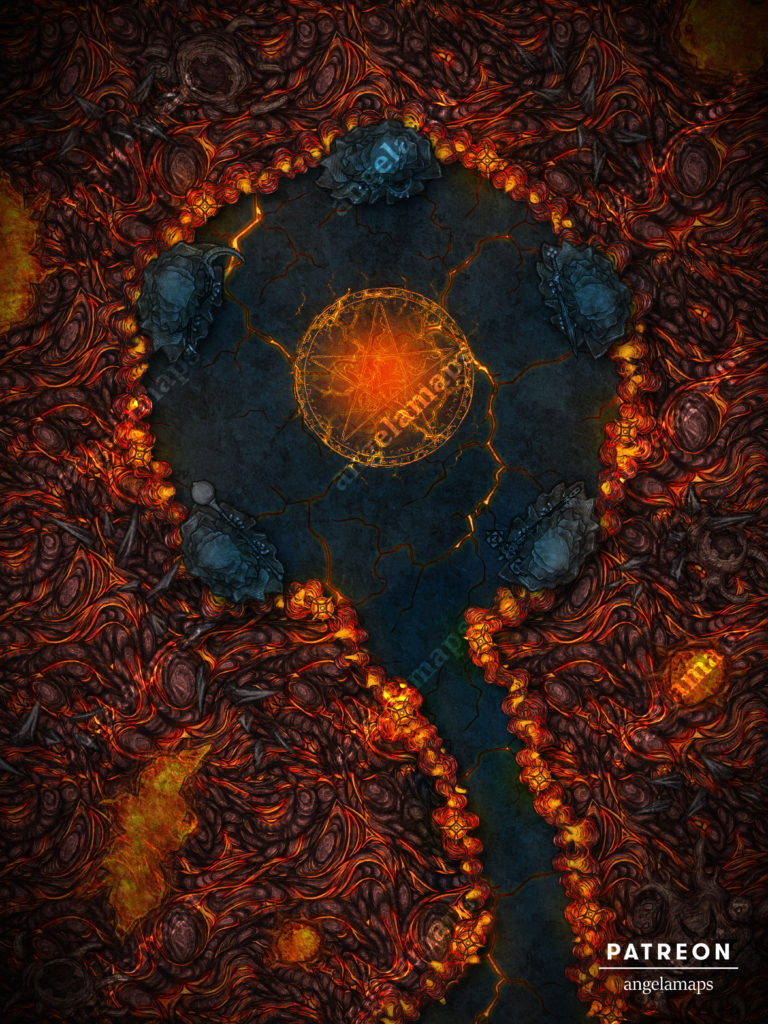 Hell pentagram battle map for TTRPGs