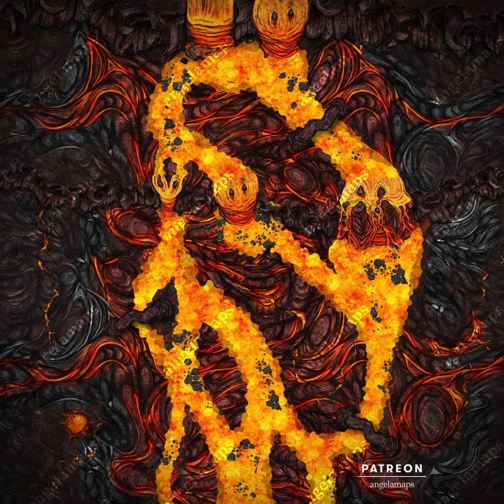 Flowing lava hell battle map for TTRPGs