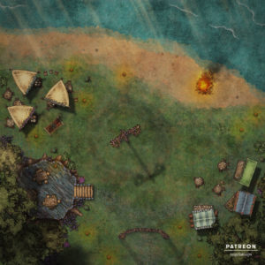 Nordic style midsummer celebration battle map for TTRPGs