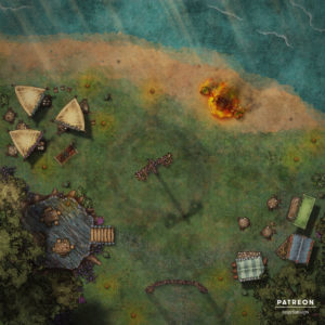 Burning wickerman battle map midsummer celebration for TTRPGs