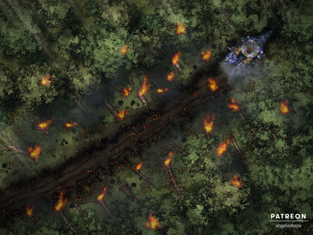 Alien ship crash site TTRPG battle map