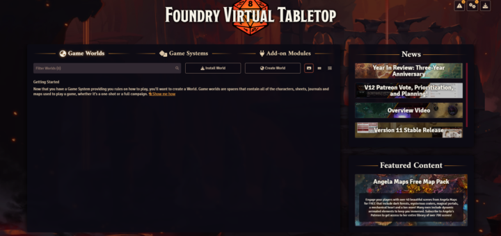 Angela maps is the featured content in Foundry VTT