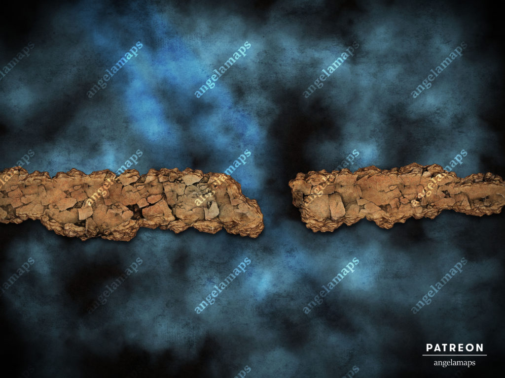 Dangerous crumbling path through the fog - TTRPG battle map by Angela Maps