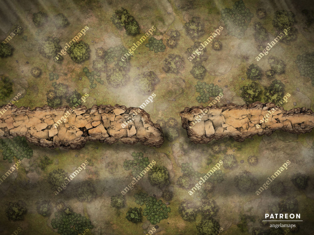 Dangerous crumbling path high above the ground - TTRPG battle map by Angela Maps