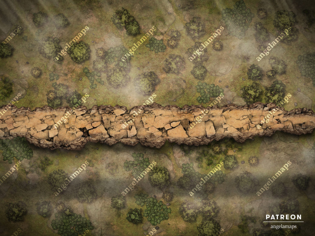 Dangerous crumbling path high above the ground - TTRPG battle map by Angela Maps