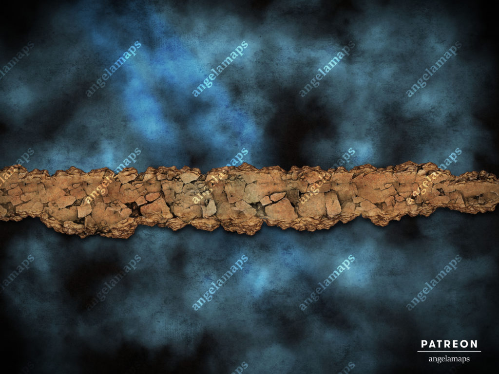 Dangerous crumbling path through the fog - TTRPG battle map by Angela Maps