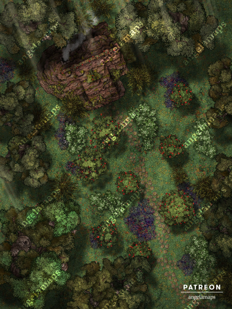 Hag hut disguised by a lush forest illusion battle map