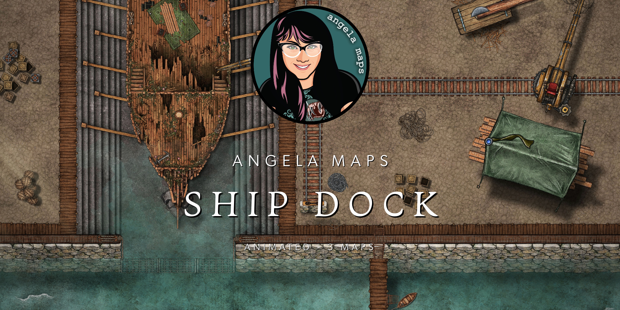 Ship Dock battle map by Angela Maps