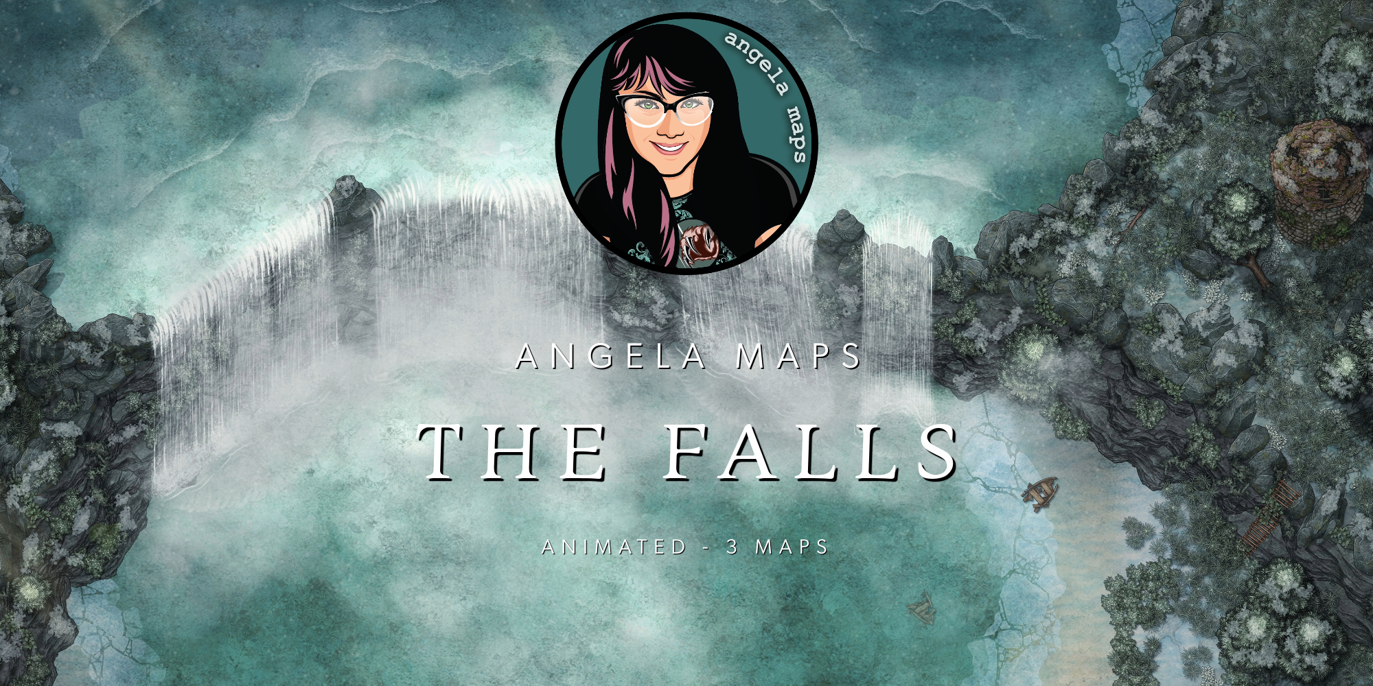 Animated waterfall battle map by Angela Maps