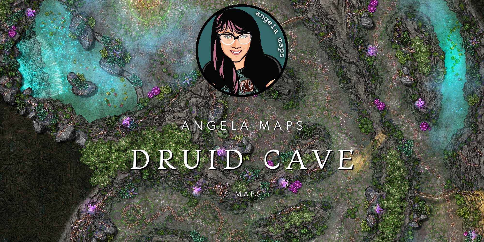 Druid Cave battle map by Angela Maps