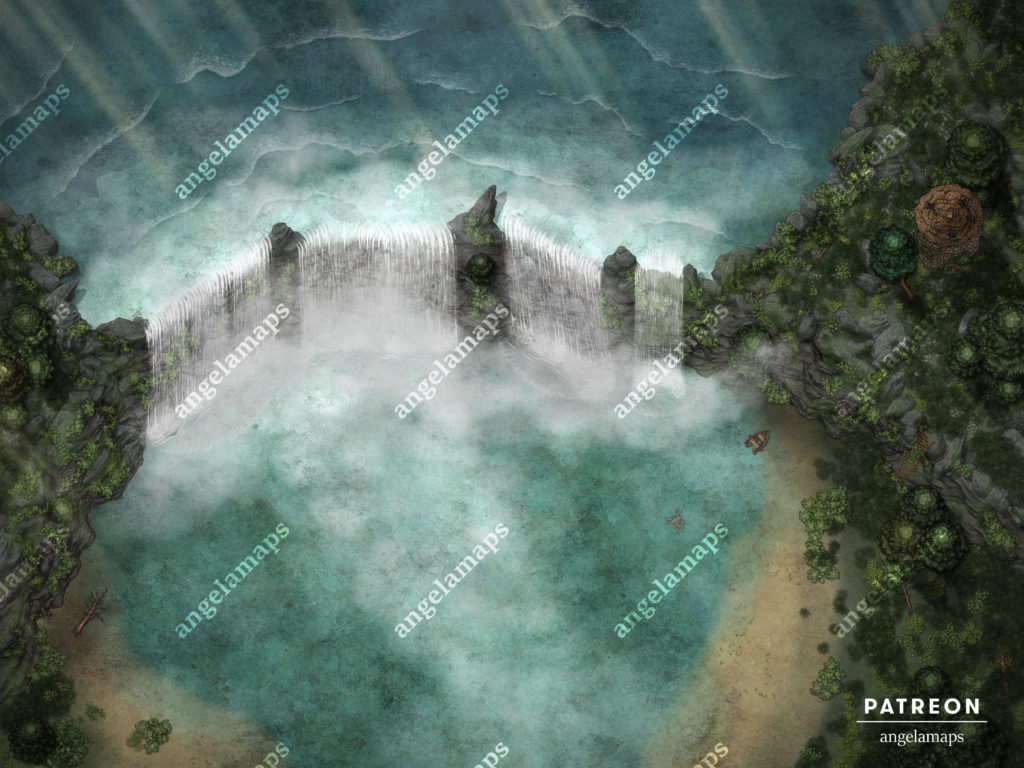 The falls - animated waterfall battle map from Angela Maps