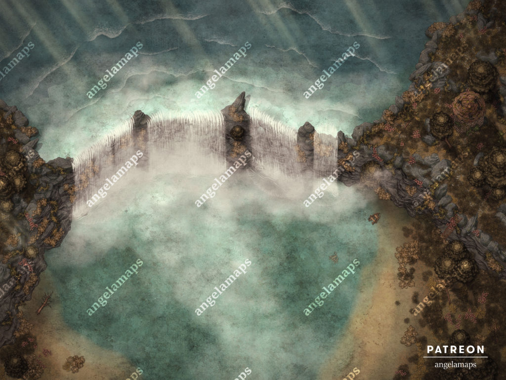 The falls - animated autumn waterfall battle map from Angela Maps